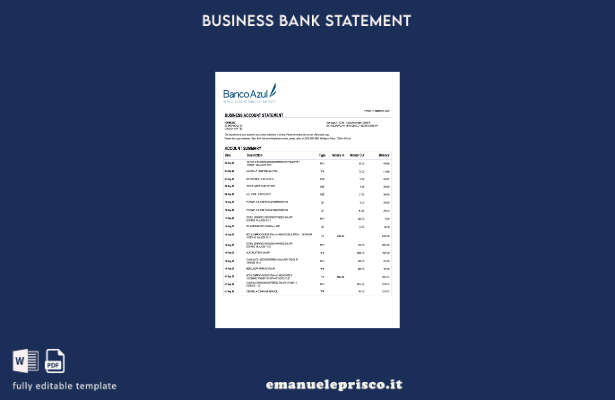 stile verificato Modello di estratto conto aziendale Salvador Banco Azul Modello